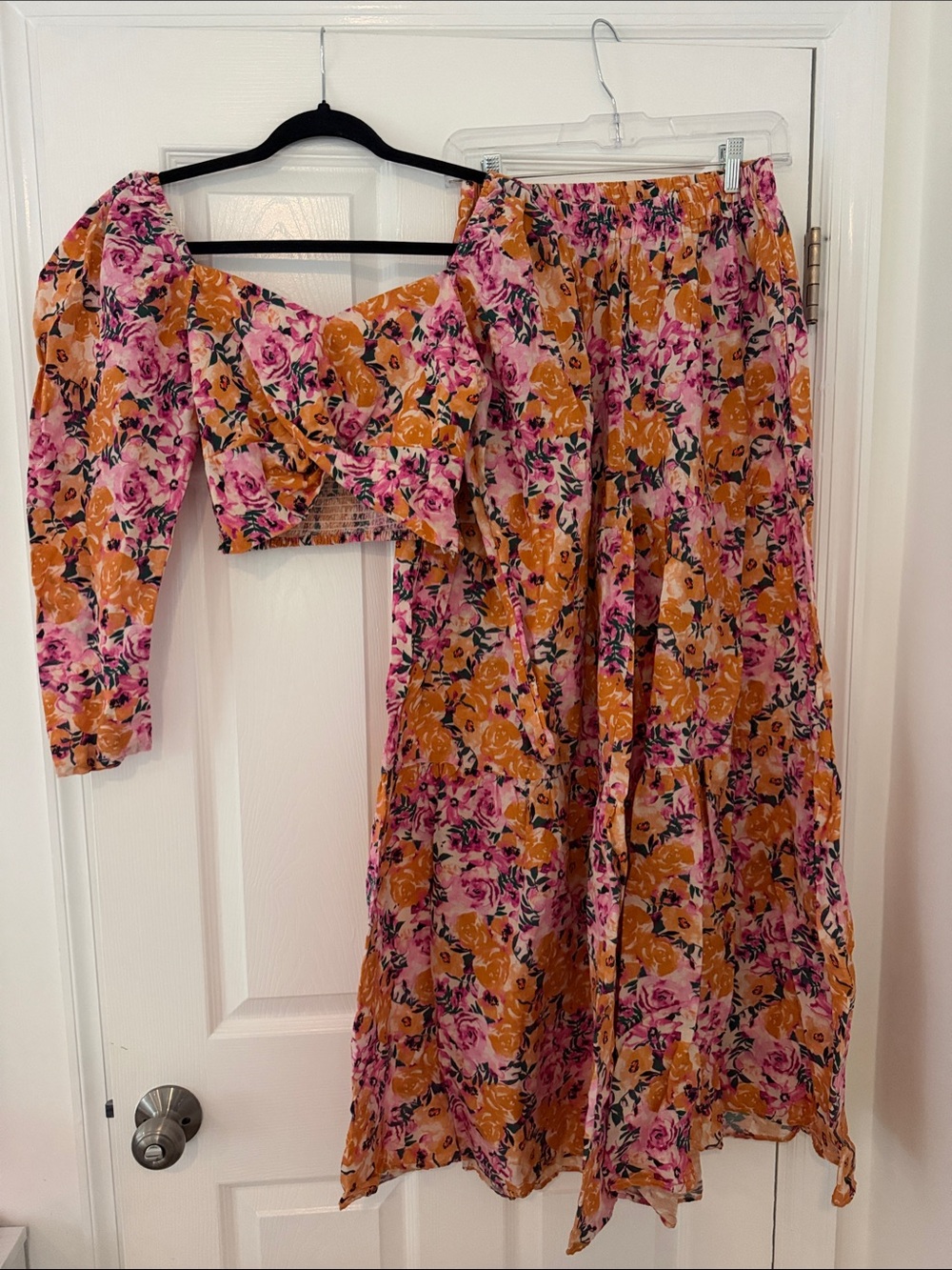 Something Navy Floral Crop Top & Wide Leg Jumpsuit set